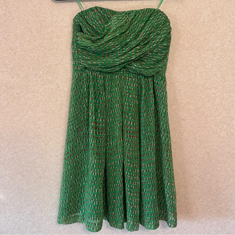 Madewell Broadway & Broome, Green, Fit & Flare Strapless dress